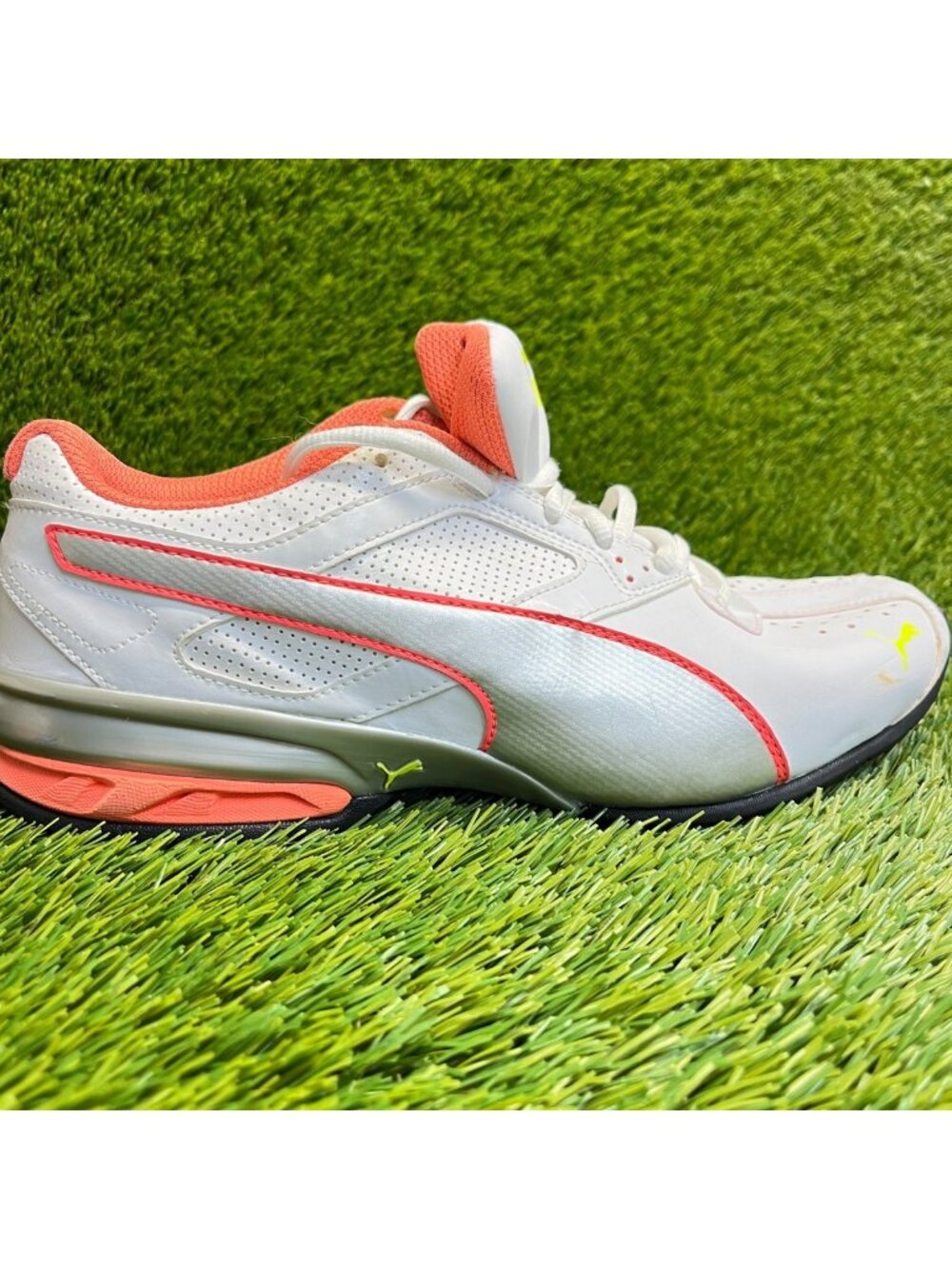 Puma Tazon 6 Womens Size 10 White Silver Athletic Leather Trainer Shoes Sneakers